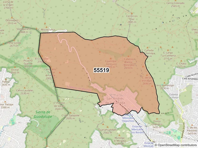 Mapa del código postal 55519, Ecatepec de Morelos, México