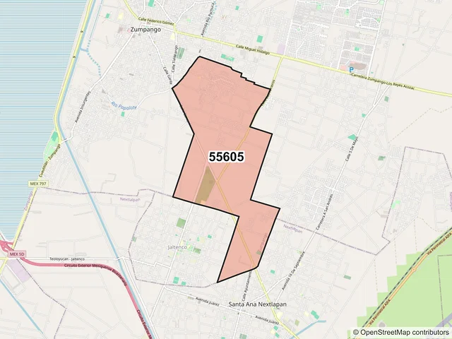 Mapa del código postal 55605, Zumpango, México