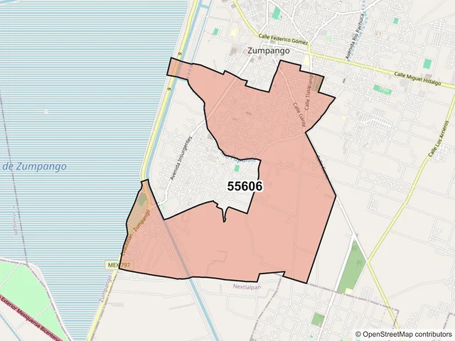 Mapa del código postal 55606, Zumpango, México