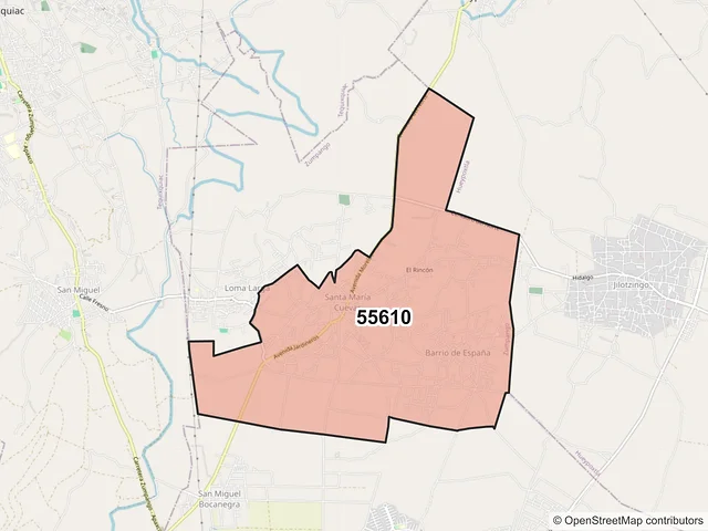 Mapa del código postal 55610, Zumpango, México