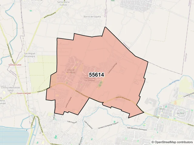 Mapa del código postal 55614, Zumpango, México