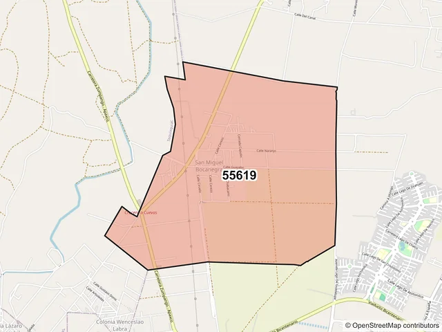 Mapa del código postal 55619, Zumpango, México