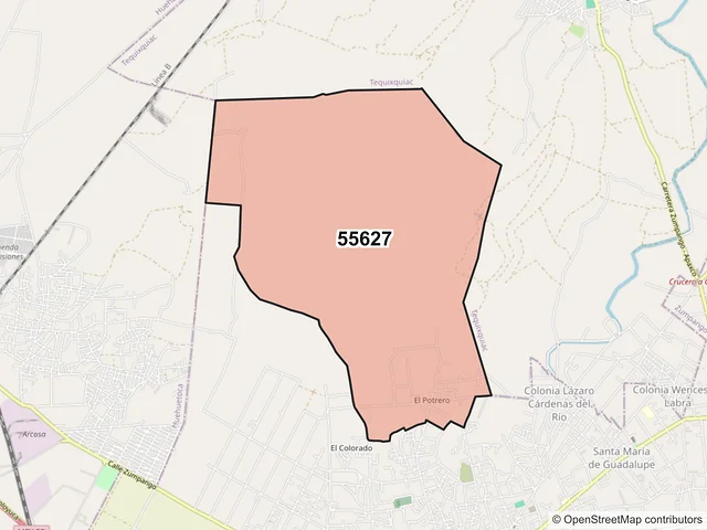 Mapa del código postal 55627, Zumpango, México