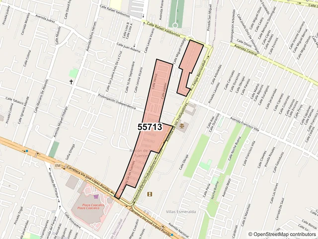 Mapa del código postal 55713, Coacalco de Berriozábal, México