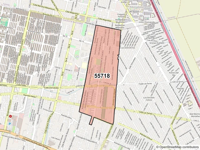 Mapa del código postal 55718, Coacalco de Berriozábal, México
