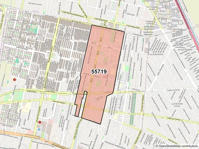 Mapa del código postal 55719, Coacalco de Berriozábal, México