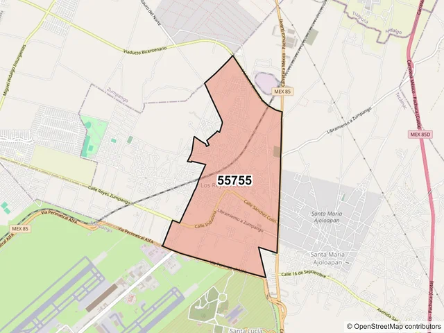 Mapa del código postal 55755, Tecámac, México
