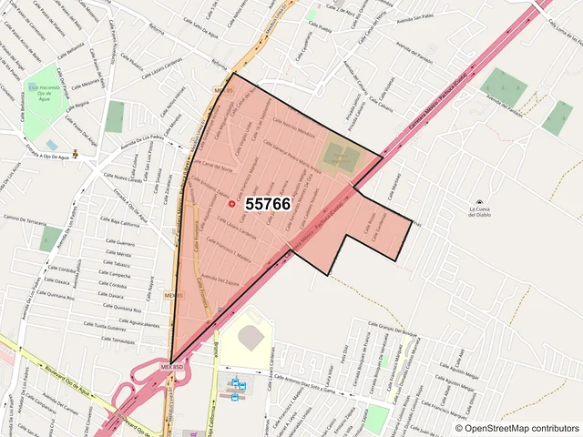 Mapa del código postal 55766, Tecámac, México