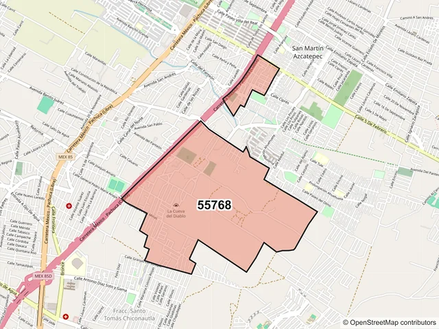 Mapa del código postal 55768, Tecámac, México