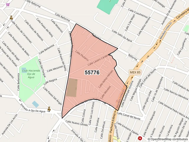 Mapa del código postal 55776, Tecámac, México