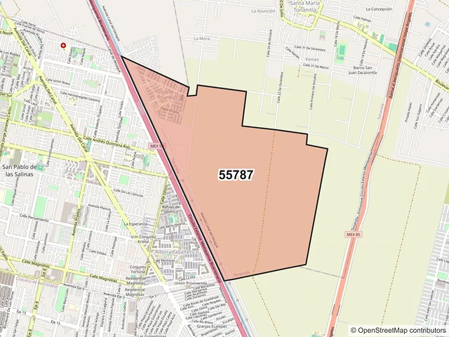 Mapa del código postal 55787, Tonanitla, México