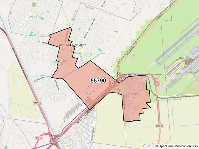 Mapa del código postal 55790, Nextlalpan, México