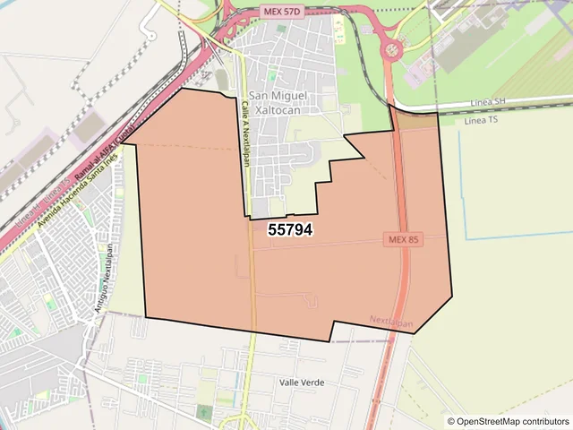 Mapa del código postal 55794, Nextlalpan, México