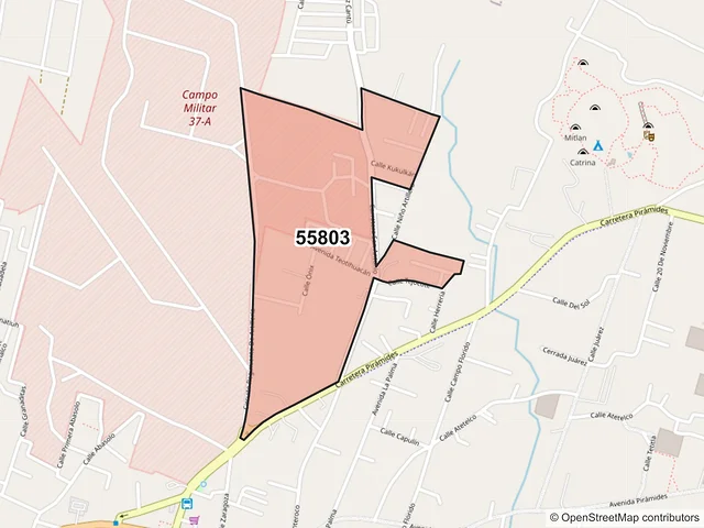 Mapa del código postal 55803, Teotihuacán, México