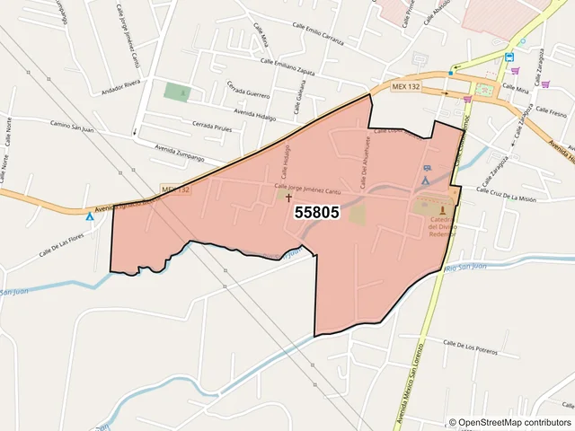 Mapa del código postal 55805, Teotihuacán, México