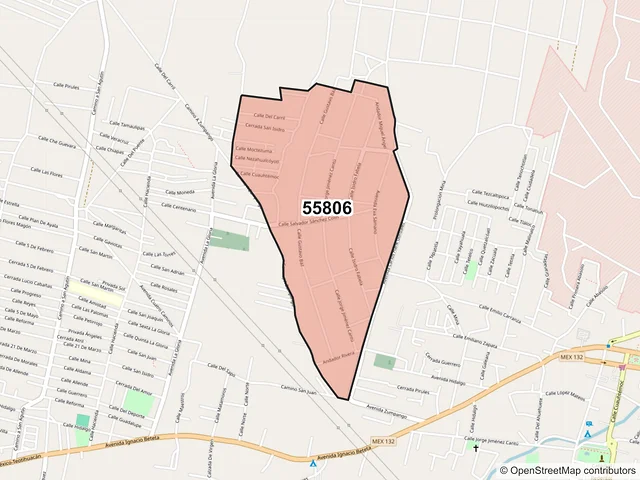Mapa del código postal 55806, Teotihuacán, México