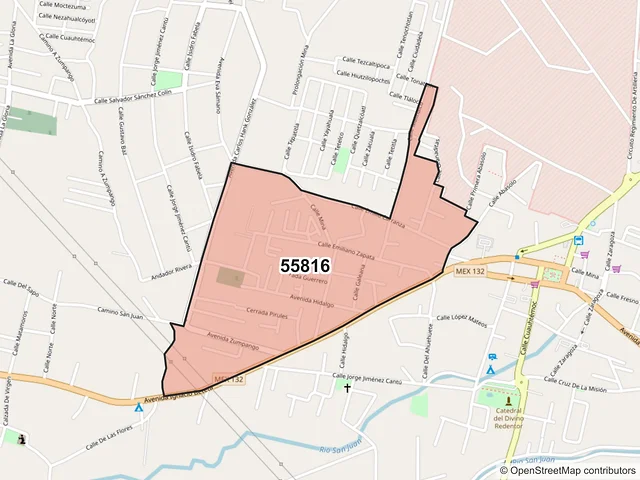 Mapa del código postal 55816, Teotihuacán, México