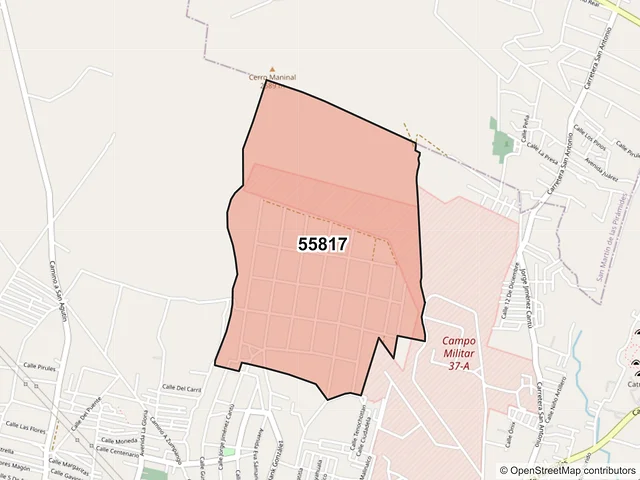 Mapa del código postal 55817, Teotihuacán, México