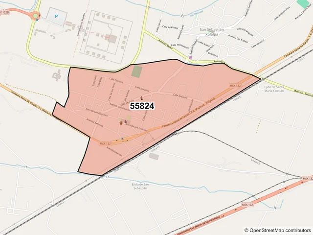 Mapa del código postal 55824, Teotihuacán, México