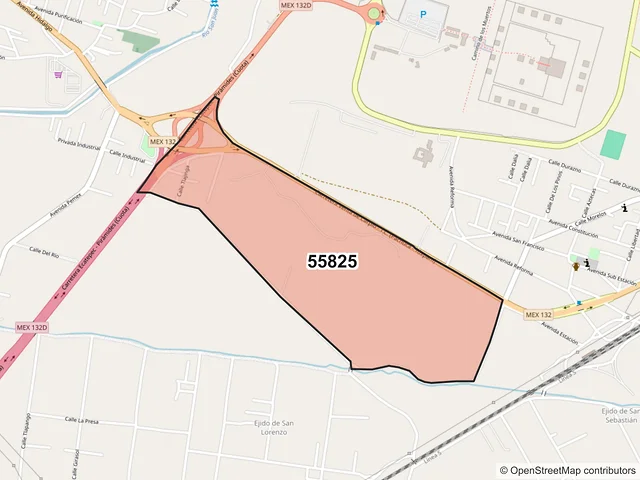 Mapa del código postal 55825, Teotihuacán, México