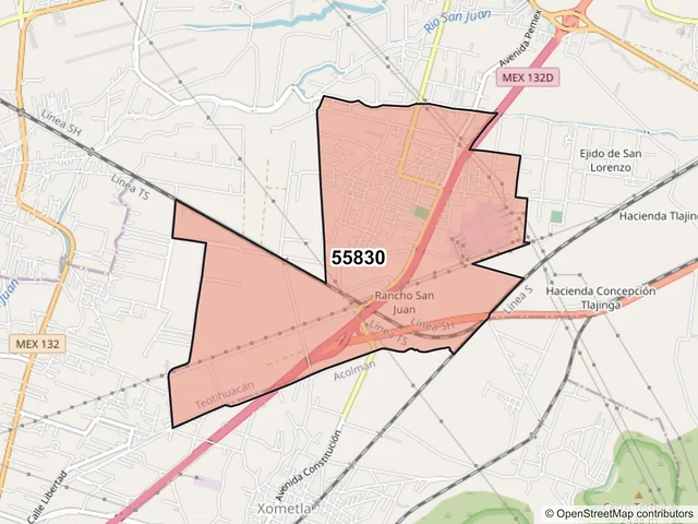 Mapa del código postal 55830, Teotihuacán, México