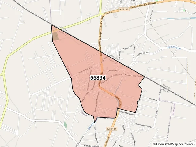 Mapa del código postal 55834, Teotihuacán, México