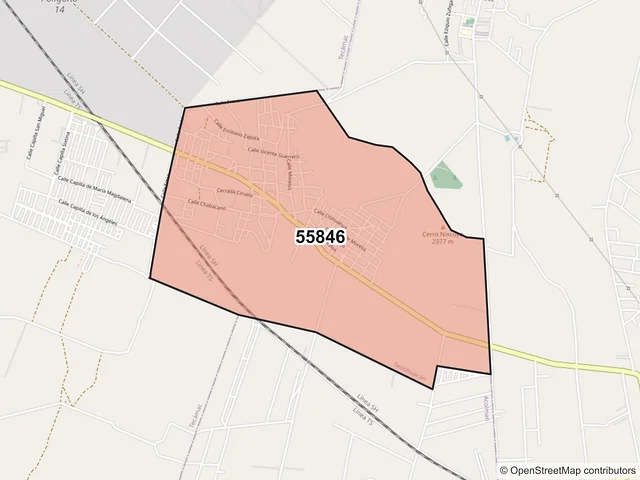 Mapa del código postal 55846, Teotihuacán, México