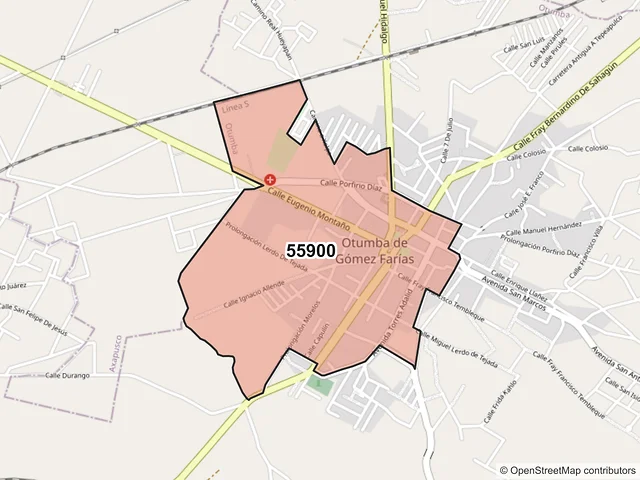 Mapa del código postal 55900, Otumba, México