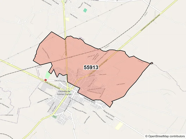 Mapa del código postal 55913, Otumba, México