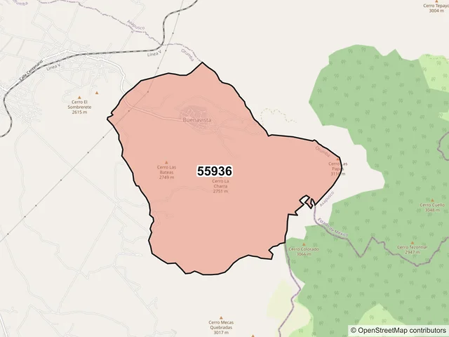 Mapa del código postal 55936, Otumba, México