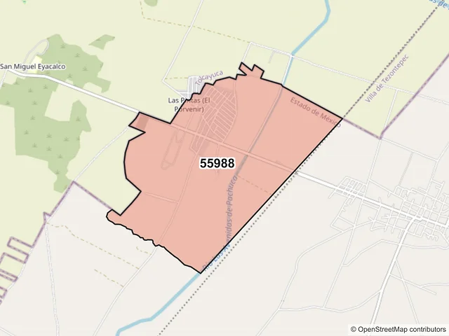 Mapa del código postal 55988, Temascalapa, México
