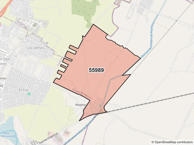 Mapa del código postal 55989, Temascalapa, México