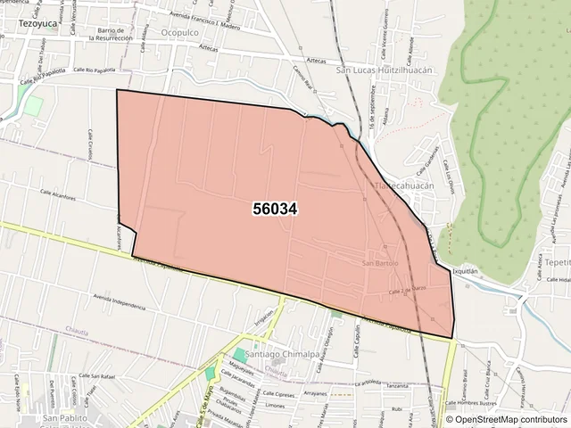 Mapa del código postal 56034, Chiautla, México