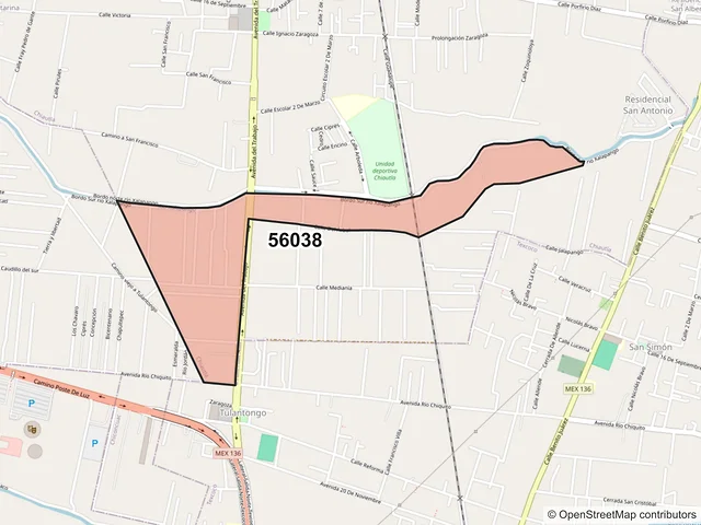 Mapa del código postal 56038, Chiautla, México