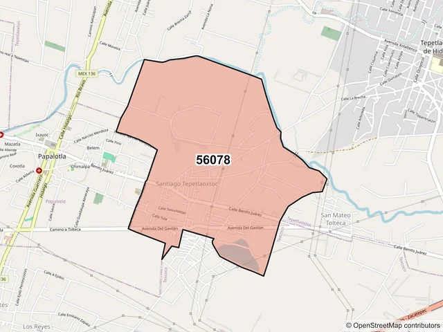 Mapa del código postal 56078, Tepetlaoxtoc, México