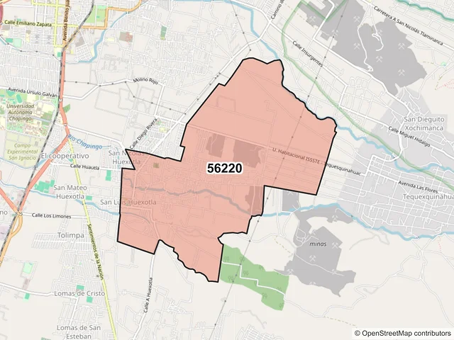 Mapa del código postal 56220, Texcoco, México