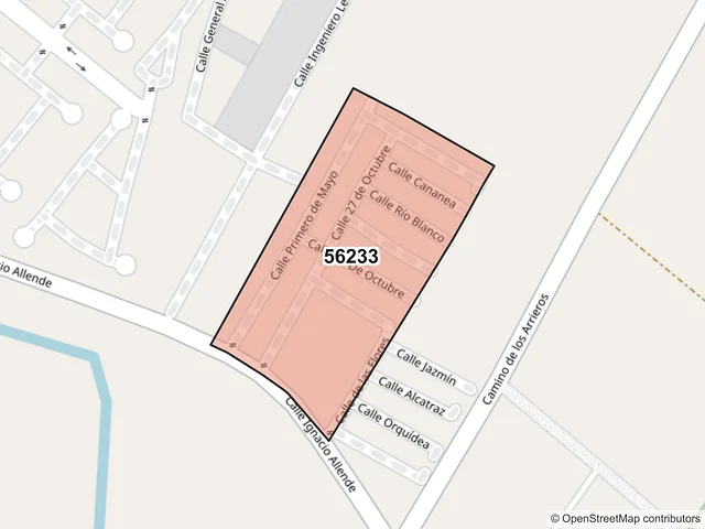 Mapa del código postal 56233, Texcoco, México