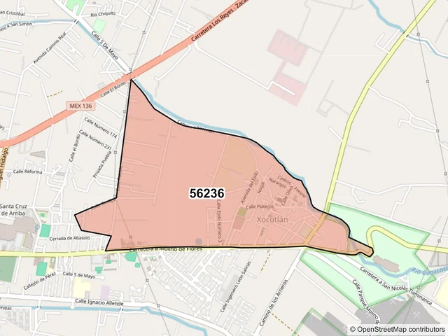 Mapa del código postal 56236, Texcoco, México