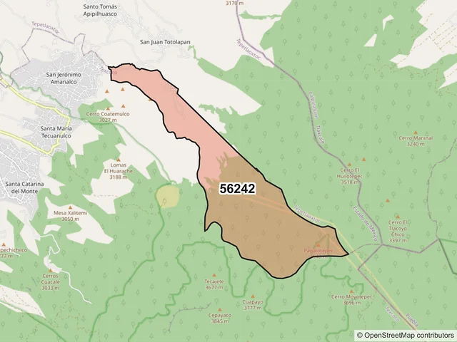 Mapa del código postal 56242, Texcoco, México
