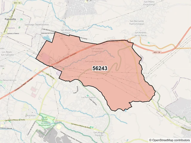 Mapa del código postal 56243, Texcoco, México