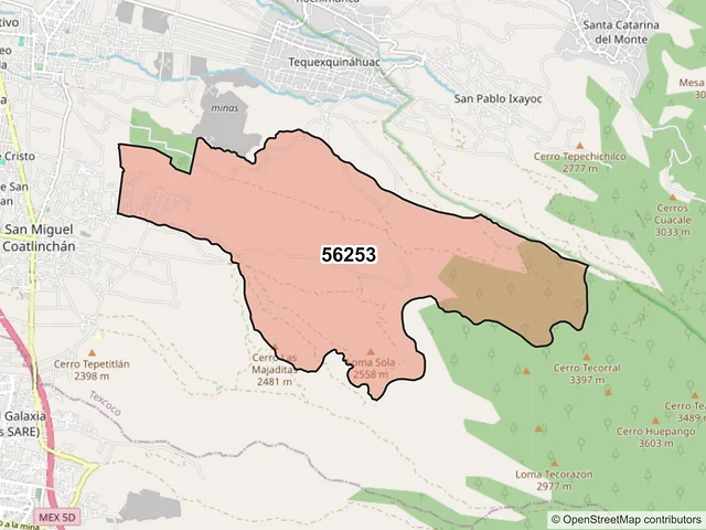 Mapa del código postal 56253, Texcoco, México