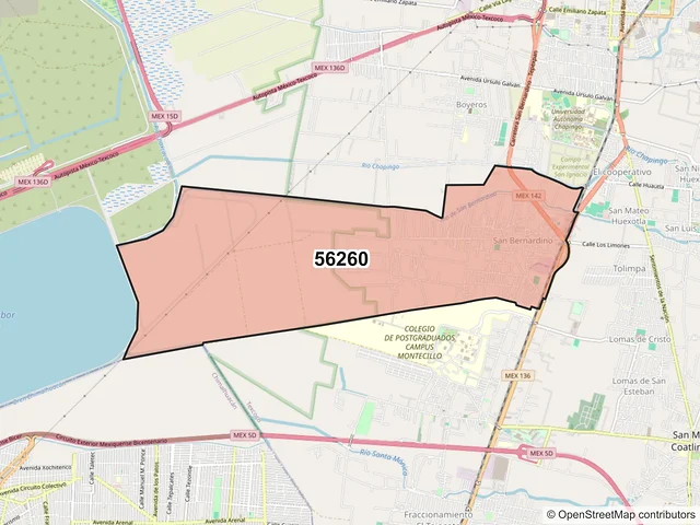 Mapa del código postal 56260, Texcoco, México