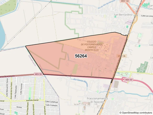 Mapa del código postal 56264, Texcoco, México