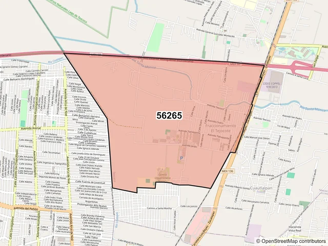 Mapa del código postal 56265, Texcoco, México