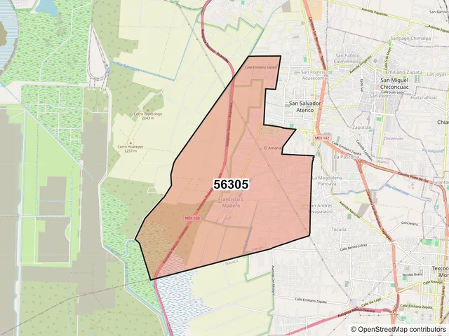 Mapa del código postal 56305, Atenco, México