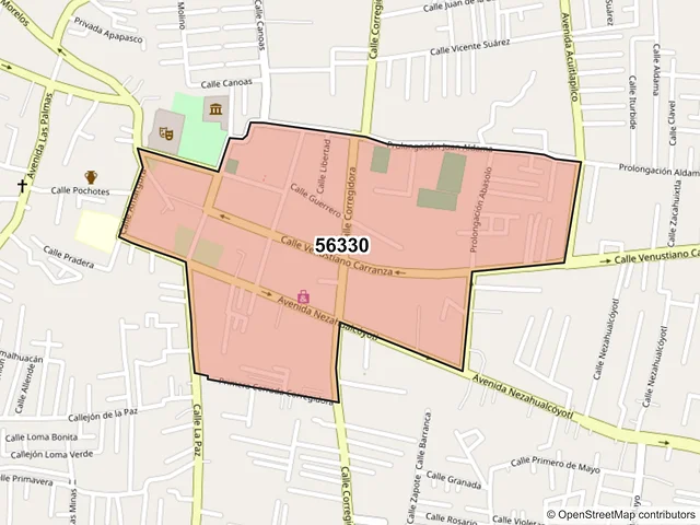 Mapa del código postal 56330, Chimalhuacán, México