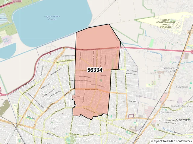 Mapa del código postal 56334, Chimalhuacán, México
