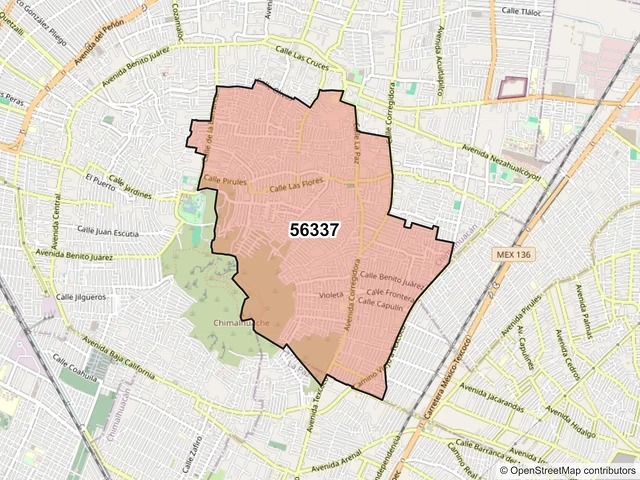 Mapa del código postal 56337, Chimalhuacán, México