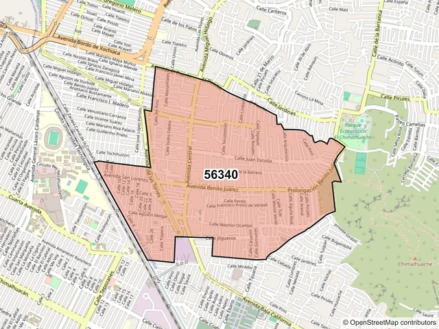 Mapa del código postal 56340, Chimalhuacán, México