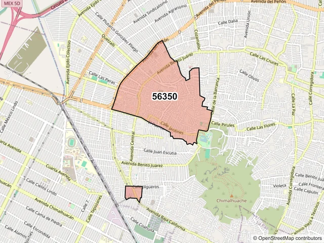 Mapa del código postal 56350, Chimalhuacán, México